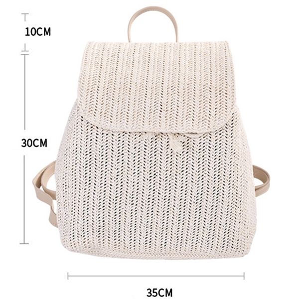 

fashion straw woven backpack ladies shoulder bag summer girl backpack female travel bag books backpack
