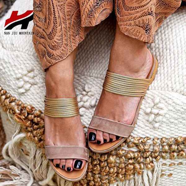 

nan jiu mountain summer women's sandals comfortable flat bottom open toe slippers bright simple women's shoes plus size 35-43 x102, Black