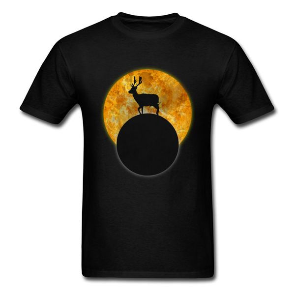 

deer walking on the moon t shirt fitness cotton t shirt for men trendy summer black & tees casual style sport hooded sweatshirt hoodie