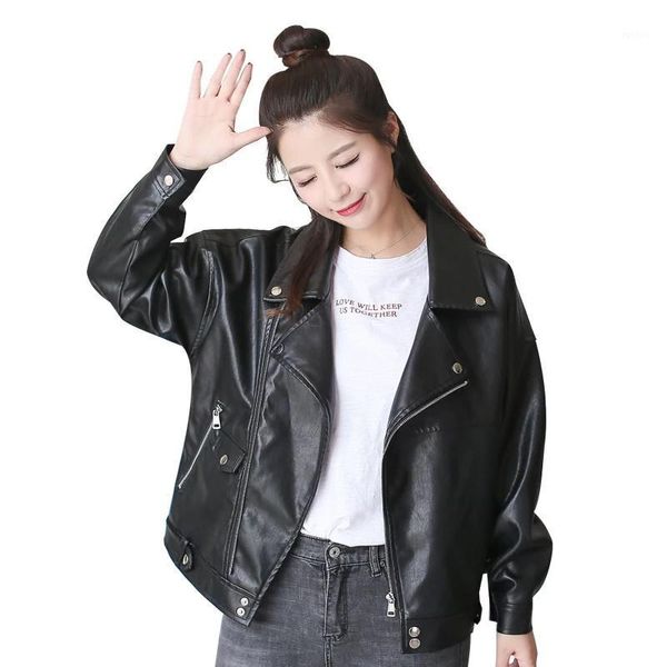 

new black leather jacket women 2018 bf style motorcycle leather jacket women spring summer basic coats bomber c41491