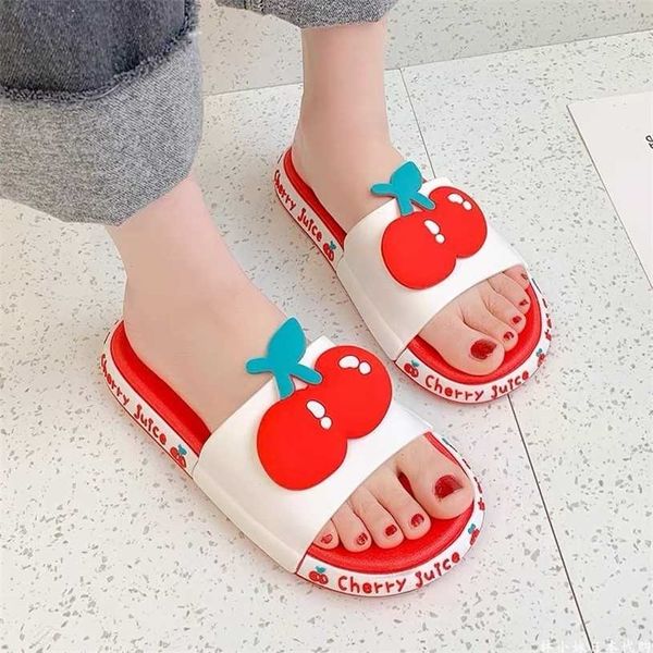 Summer Beach Slide Uomo Casual Pantofole Cartoon Frutta Sandali con suola spessa Scarpe da bagno per ragazze Infradito Zapatillas 211229