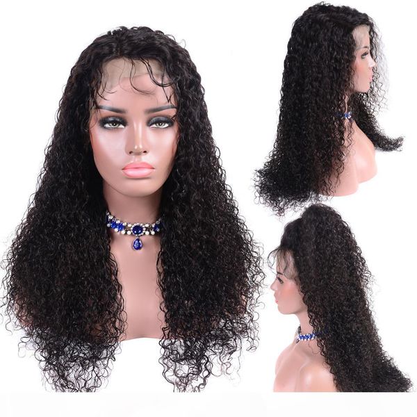 

curly human hair wig brazilian hair 13x4 swiss lace frontal pre plucked curly lace front wig for women non remy wig, Black