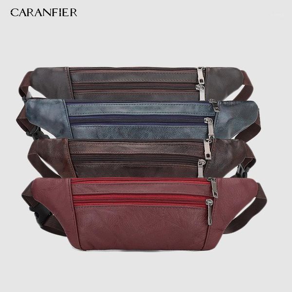 

caranfier mens waist bags leather man chest bag fashion crossbody shoulder bags male leisure travel waist pack fanny1