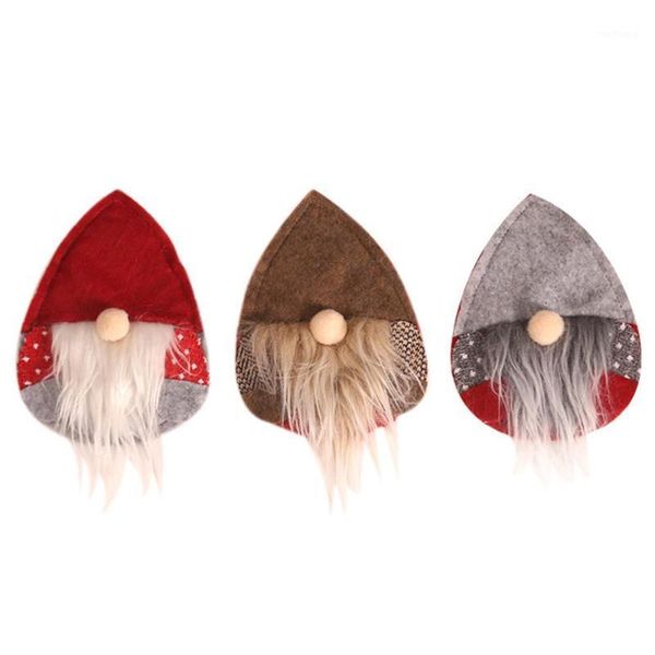 

santa claus hat cutlery bag egg shape cute faceless doll cutlery storage bag1