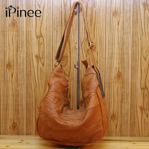 

ipinee irregular patchwork design women handbags soft genuine leather bags national wind sheepskin bag for ladies c0121