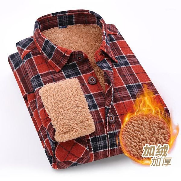 

100% cotton shirt for men fashion trend winter spring plus velvet thicken plaid shirts overcoat youth casual 1, White;black