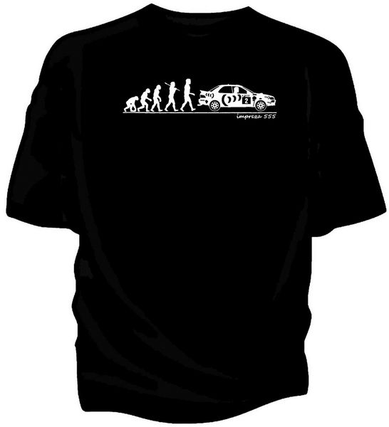 

evolution of man classic impreza 555 rally car t-shirt. colin mcrae sport hooded sweatshirt hoodie