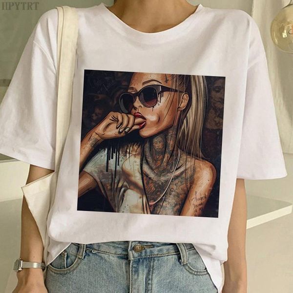 

summer fashion plus size white t-shirt short sleeve harajuku soft womens print tshirt black girl magic gothic streetwear t shirt