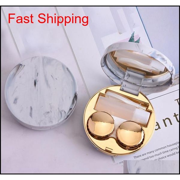 

cute marble stripe contact lens case travel glasses lenses box for eyes care kit holder container qyliok dh_seller2010, Silver