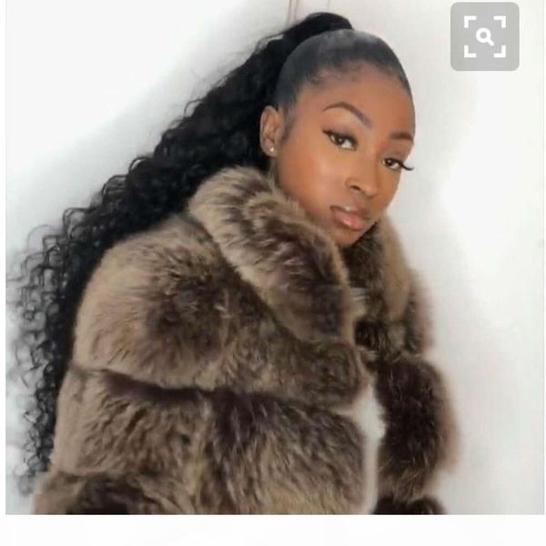 

ponytail human hair remy kinky curly european ponytail hairstyles 160g 100% natural hair clip in pony tail extensions, Black