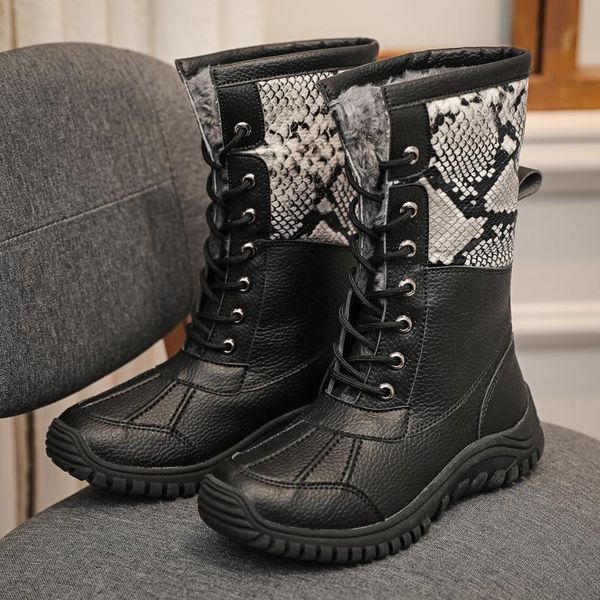 

2020 fashion women boots mid-calf quality rubber waterproof women's winter boots shoes snow womens riding motorcycle, Black