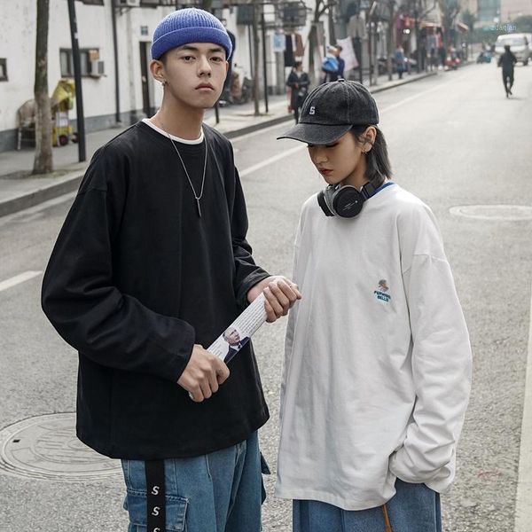 

men's hoodies & sweatshirts men oversized casual embroidery hoodie 2021 spring women gothic japanese streetwear kawaii male kpop hoodie, Black