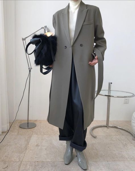 

woman classic long costume trench1, Tan;black