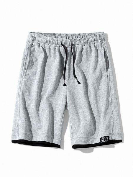 

men letter patched detail drawstring waist shorts t2xe#, Black