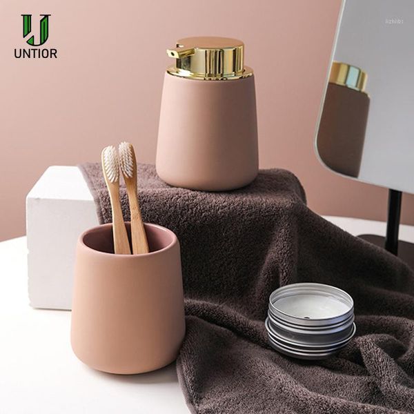 

untior 350ml ceramic hand soap dispenser bottle liquid soap bottle lotion dispensing pump ceramics mugs bathroom set1