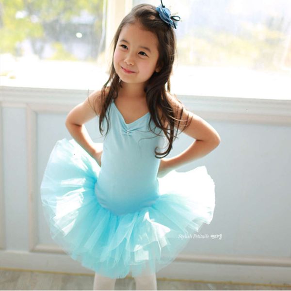 

1 suspender red june dance performance drs cotton children's one-piece ballet pink gauze puffy skirt, Blue