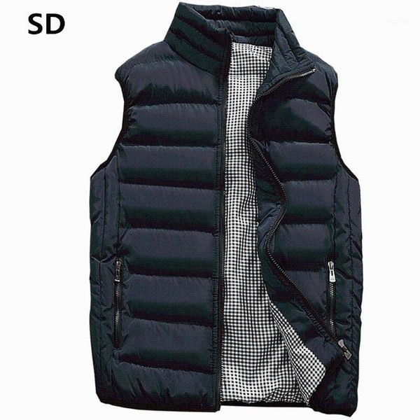 

2019 men vest autumn winter warm cotton padded waistcoat sleeveless spring zipper basic coat plus size blue short jacket 5xl 101, Black;white