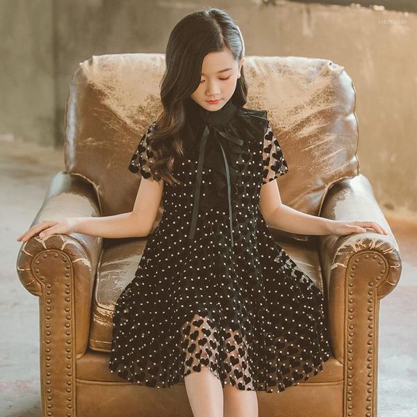

girl's dresses 2021 for girls teenagers baby girl dot dress kids clothing black summer princess big 8 to 10 12 13 14 years1, Red;yellow