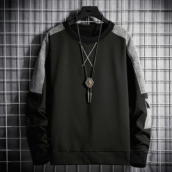 

men's hoodies & sweatshirts streetwear 2021 fashion patchwork hoodie men harajuku sweatshirt autumn long sleeve embroidery, Black