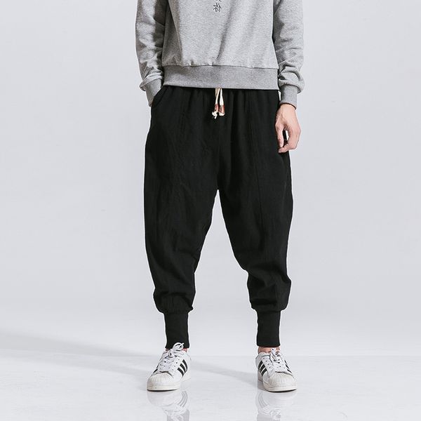 

mrdonoo new & women men's loose harem retro male trousers comfortable men full length pants m-5xl k46, Black