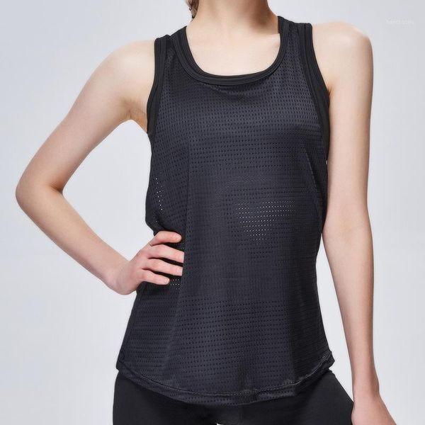 

yoga outfits fake two-piece sports vest female hollow fitness clothes running breathable sportswear solid color bra wave point sleeveless1, White;red