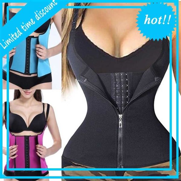 

spandex zipper sweat sauna body shaper women slimming solid vest waist trainer 3 colors, Black;white