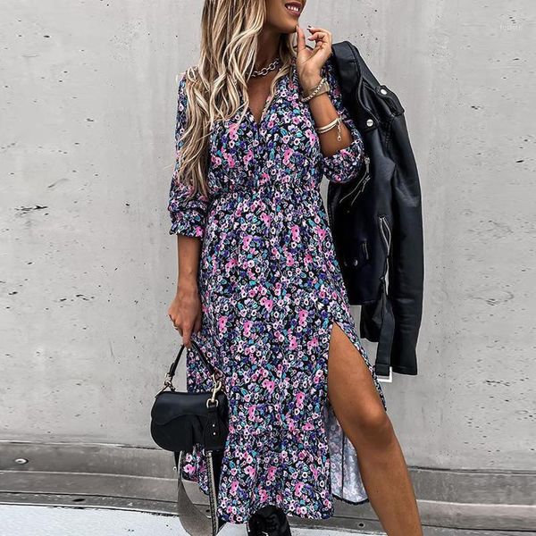 

2020 elegant long sleeves belt party dress casual autumn bandage long dress female leopard print women button shirt1, Black;gray