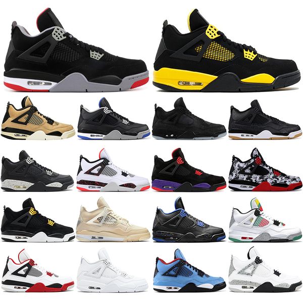 

4s white sail se neon black cat jumpman 4 basketball shoes metallic green trainers travis scotts purple men sports sneakers 36-47