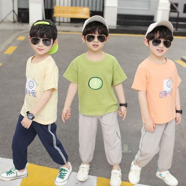 

clothing sets children's kids clothes cotton boys casual set summer short two-piece 100-160cm1, White