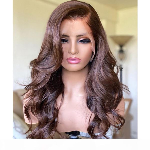 

loose wave chocolate brown 360 lace frontal human hair wigs with baby hair 180density glueless brazilian remy, Black;brown