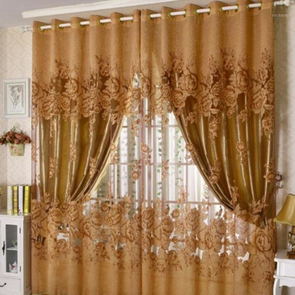 

new arrival peony pattern pastoral voile curtain window valance european lace curtains girls bedroom curtains 100cmx250cm1