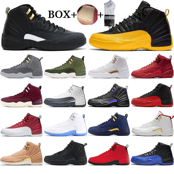 

с ящиком hot 12 12s fiba cny wntr mens баскетбольная обувь образование такси игра королевские синие крылья серые мужчины спортивные кроссовк, White;red