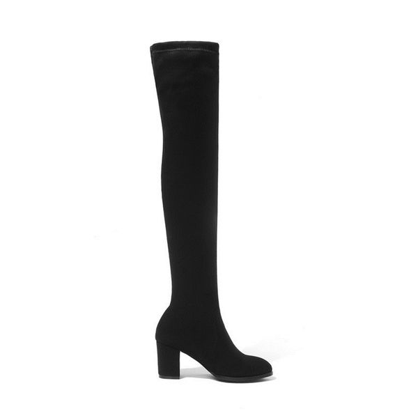 

qutaa over the knee square high heel shoes platform winter all match women boots size 34-43 y200114, Black