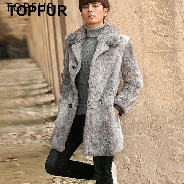 

men's leather & faux ur natural rex fur coats men winter series clothing genuine jackets spring real with collar1, Black