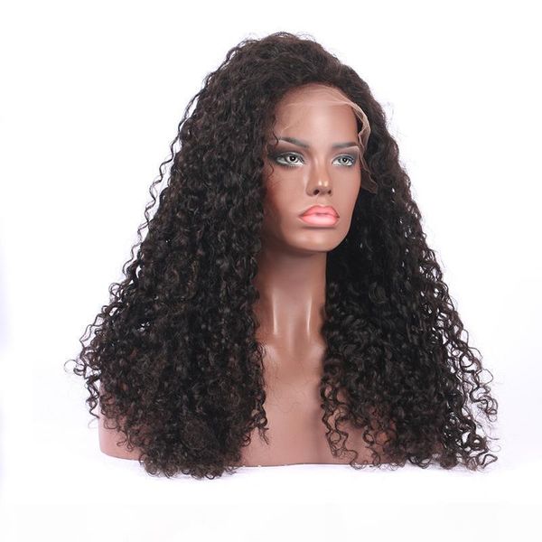 

curly full lace human hair wigs with baby hair glueless full lace wigs pre plucked bleached knots brazilian remy hair, Black;brown