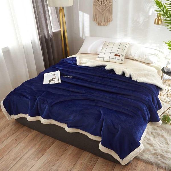 

blankets thicken lamb cashmere bedding outdoor blanket fleece bed sheet car picnic quilt cover1
