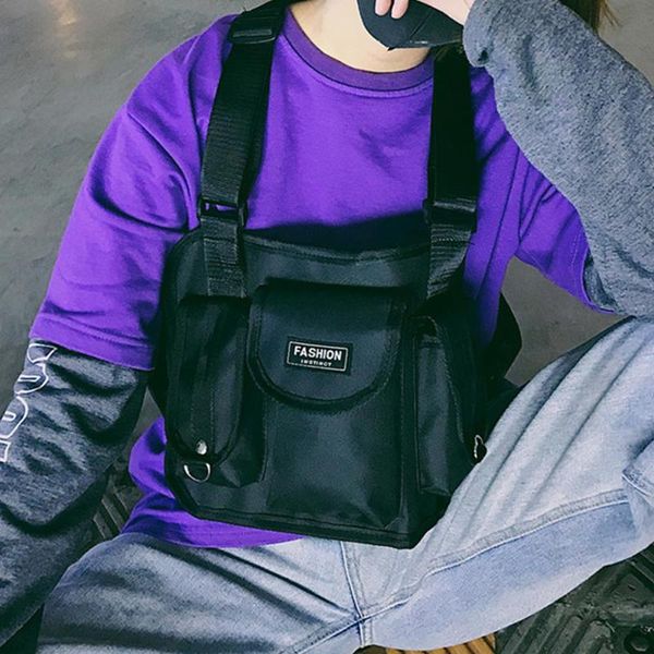 

women men waist sports streetwear fanny pack shoulder adjustable backpack vest chest bag hip hop fashion nylon functional