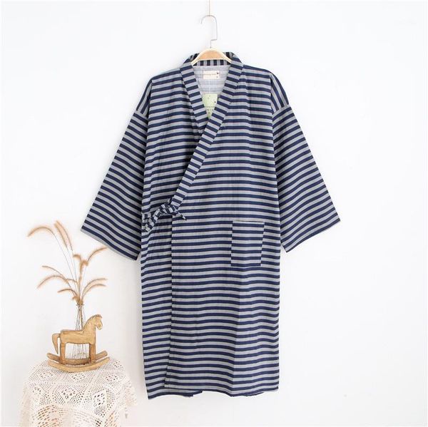 

men's kimono robe gown women nightgown bathrobe cotton gauze sleepwear with belt casual loose lovers' intimate lingerie1, Black;brown