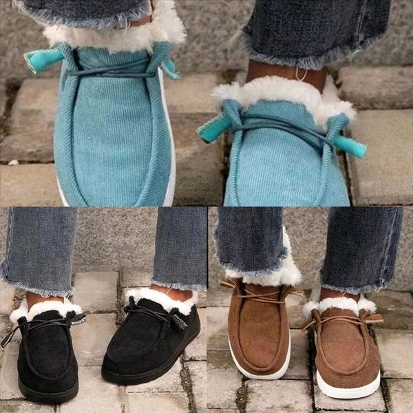 

ca92e women cotton boots button snow cloth waterproof boots winter boot winter kid plush keep warm for women cotton shoes, Black