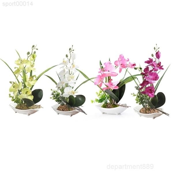 

a-new design pink /green /purple /white orchid artificial silk flowers 7 head phalaenopsis bonsai simulation of water
