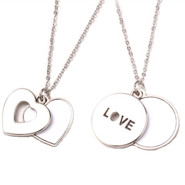 

fashion thermal transter sublimation blank necklace heart love pendants necklaces diy silver valentines day gift lovers designer jewelry for