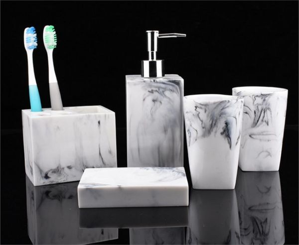 

bath accessory set fashion 5pcs kit resin wash bathroom accessories ceramics soap dispenser/toothbrush holder dish productlfb289