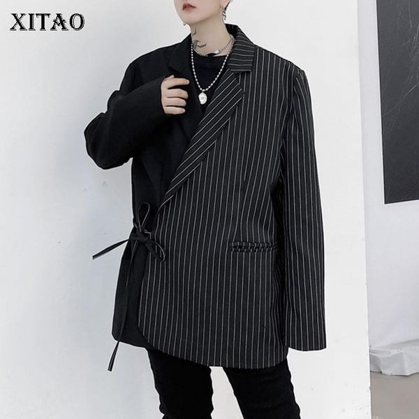 

xitao patchwork striped blazer women 2021 autumn casual fashion new style temperament all match notched collar blazer zp2662, White;black