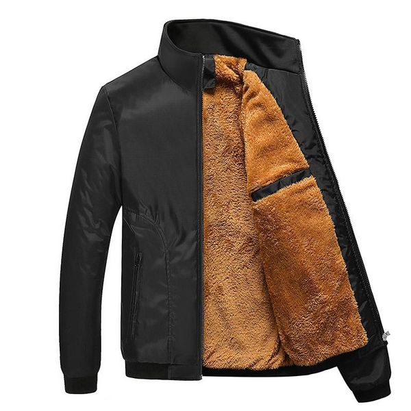 

ymwmhu black fashion jacket men long sleeve warm winter coat loose fit solid man jackets zipper pocket outwear clothing brand, Black;brown