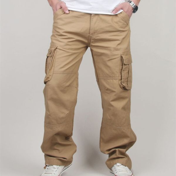 

30-44 plus size men's cargo pants casual mens pant multi pocket military tactical long full length trousers 201128, Black