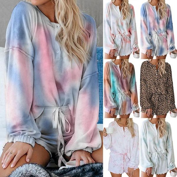 

ladies set summer tie dye short sleeve shirt loose shorts casual two piece set streetwear outfits tracksuits drop ship1, Gray