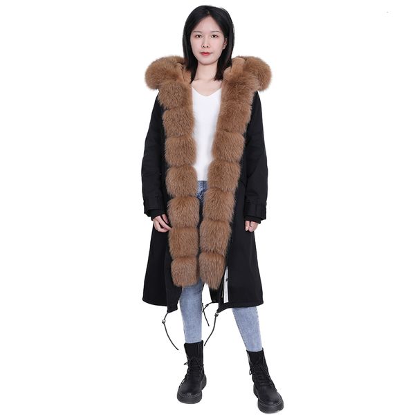 

2021 New Fox Fur Collar Detachable Access Control Quilted Thickening on the Knee Women's Jacket YQCT, Black