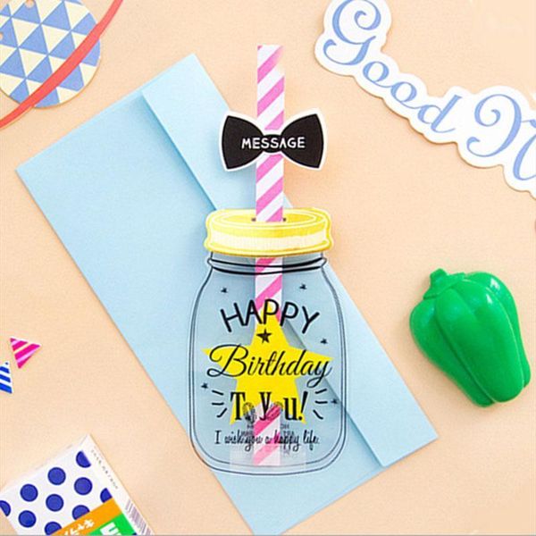 

greeting cards 1pcs random shipped style han edition straw birthday card envelope 3d creative message greeting1