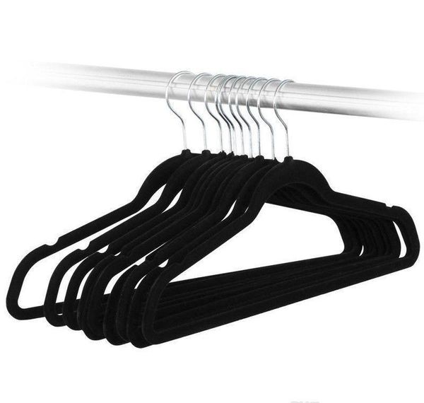 

multi-functional row of clothing store hangers with hook anti-slip flocking hangers without trace black h bbykhr lipper