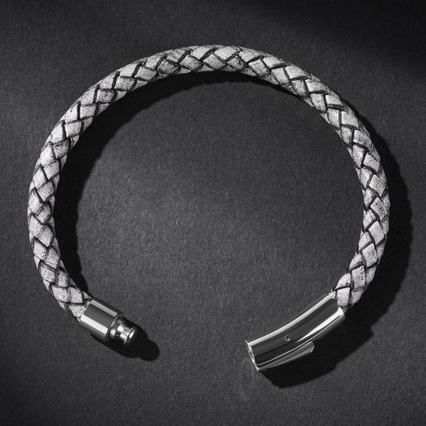 

мода браслет мужчины шарм браслеты серый из натуральной кожи rope смешанный плетеный браслет простой стиль punk женщина классические ювелирн, Golden;silver